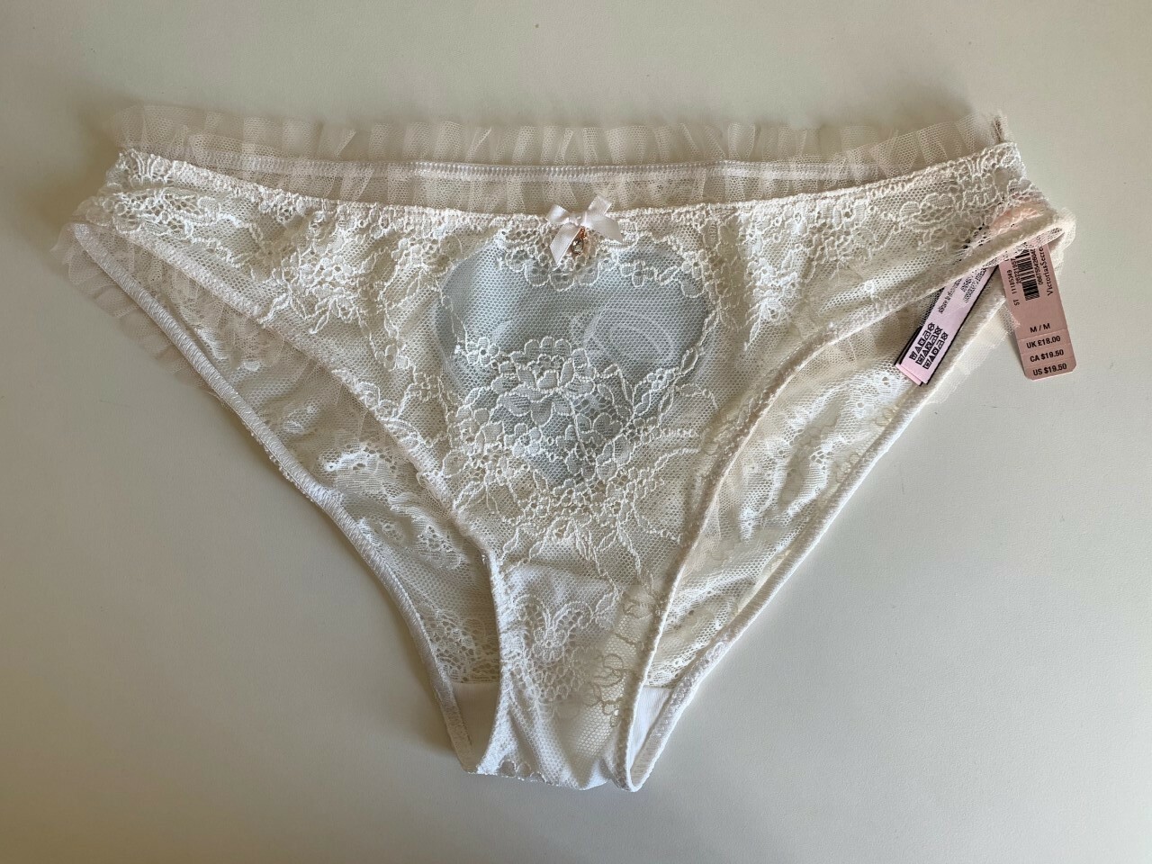 Victoria’s Secret DREAM ANGELS Bride Ruffle Cheekini Panty, Color White, size M