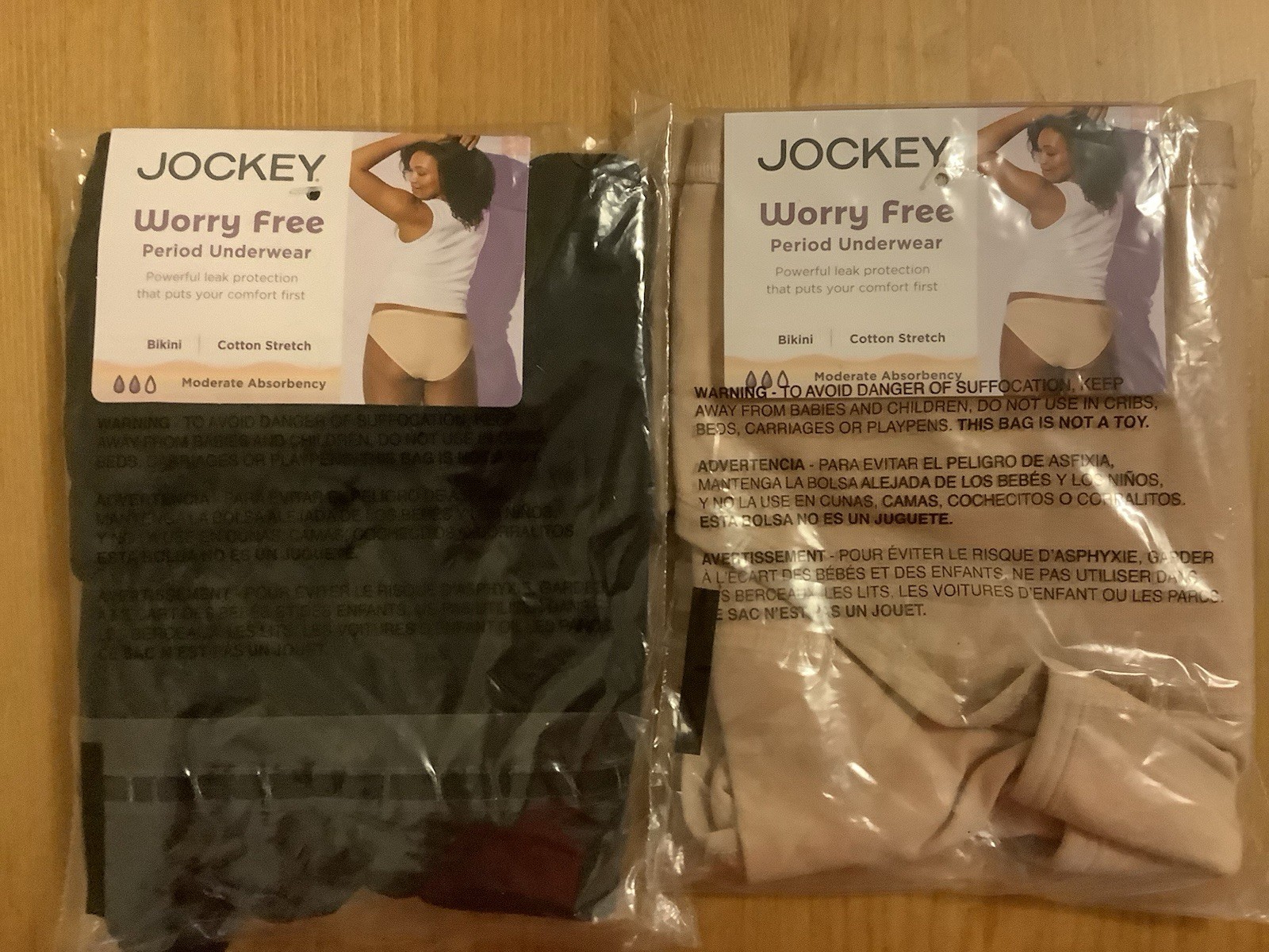 Jockey~Worry Free Cotton Stretch Moderate Absorbency Bikini~2pk.~3XL