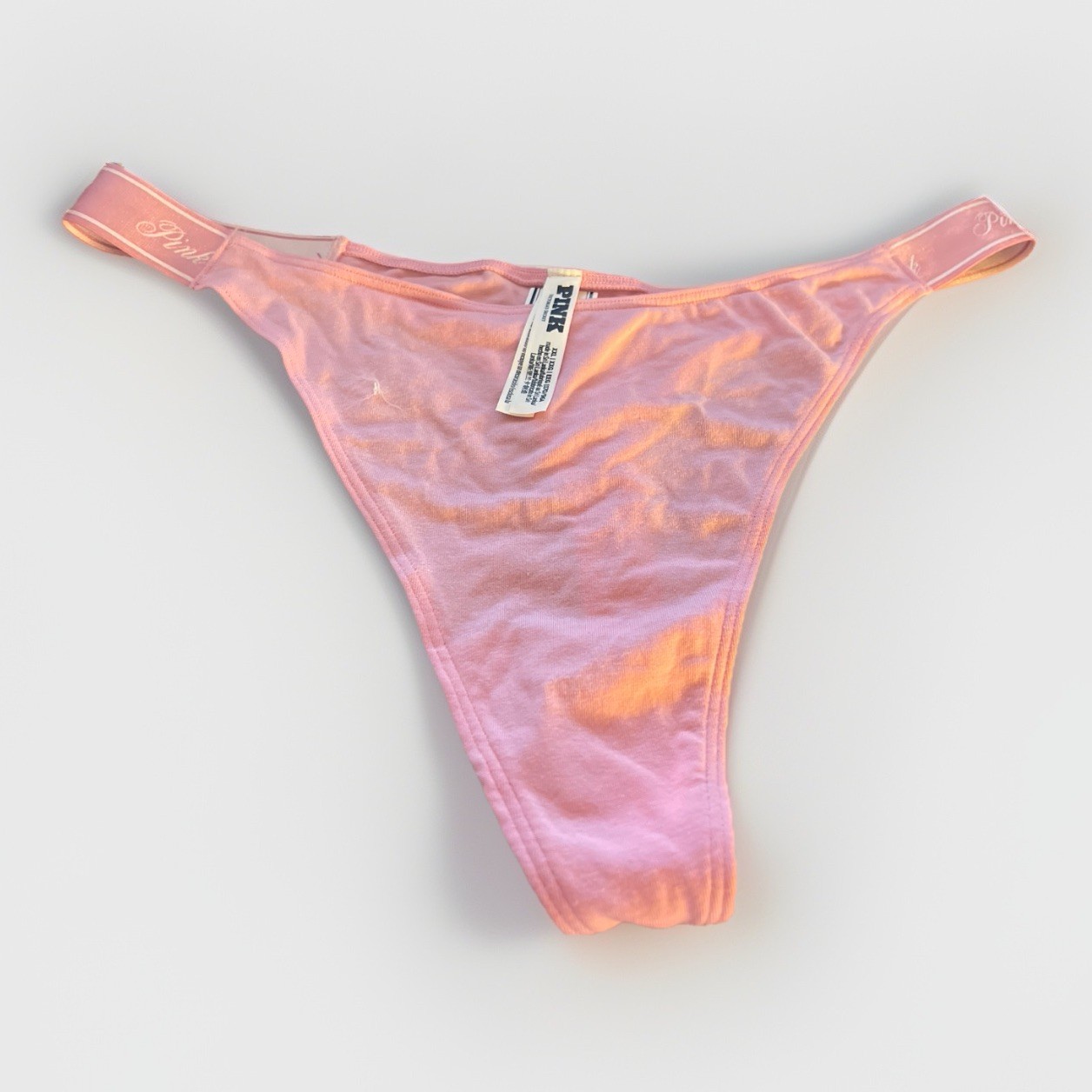 Victoria’s Secret PINK Thong Panty XXL Light Pink NWT LOGO Waistband