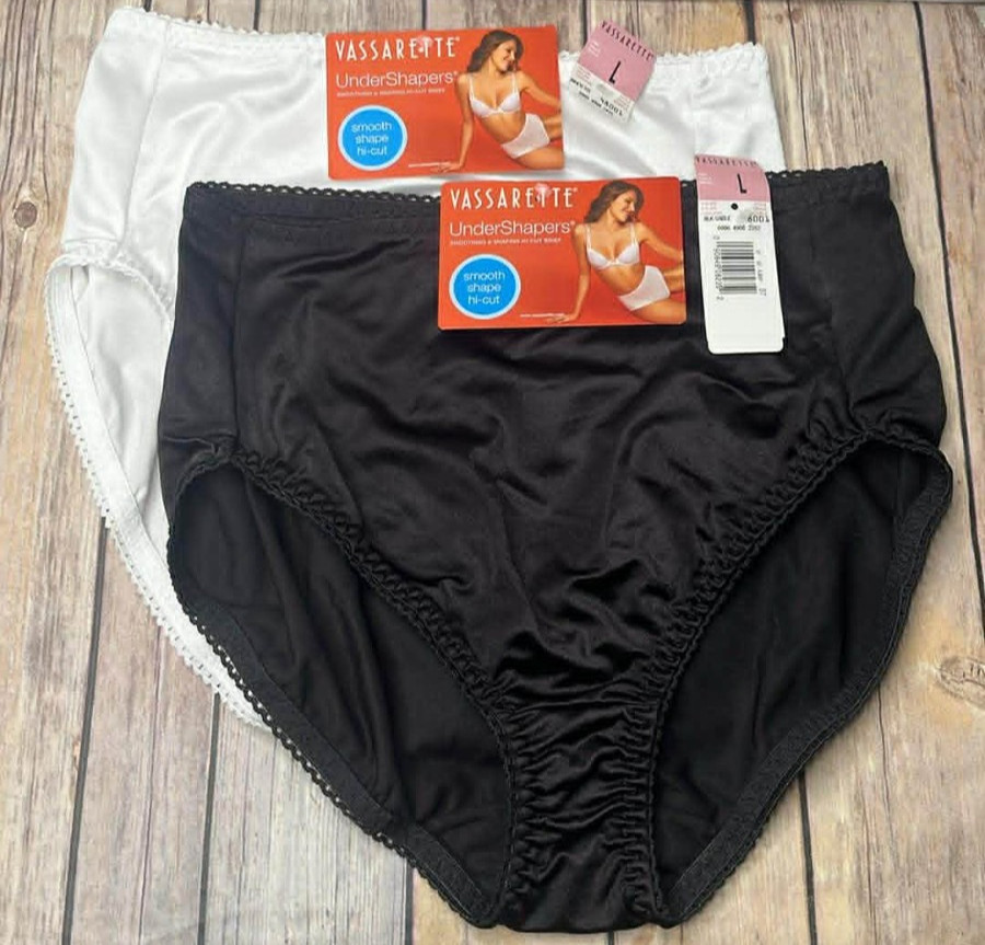 NEW NOS Vassarette Undershapers Women’s LARGE Hi Cut Brief Panty 48001 Lot of 2