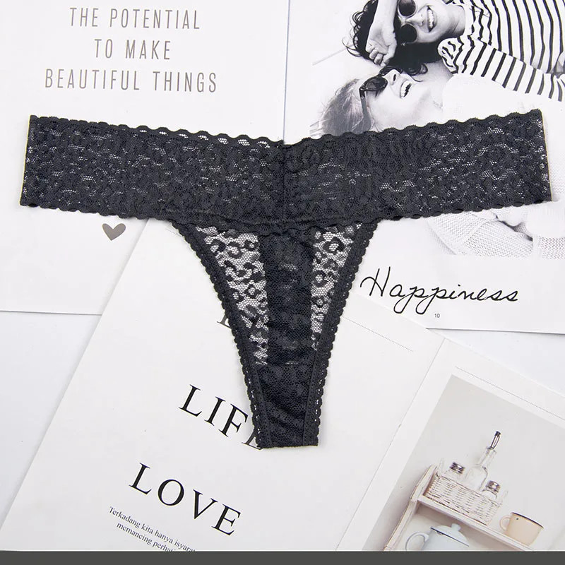 Low Waist G String Panties Lace Trim Stretch Breathable Soft Comfortable Fit 1PC