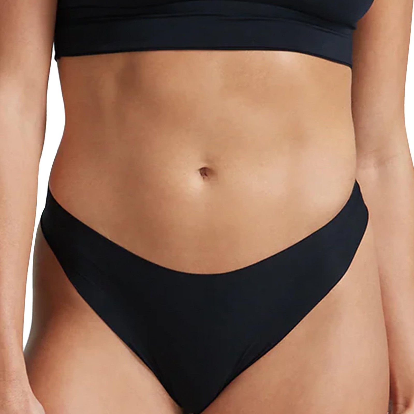 commando – Woman’s Butter Mid-Rise Silky Soft, No Show Thong – Black, SM