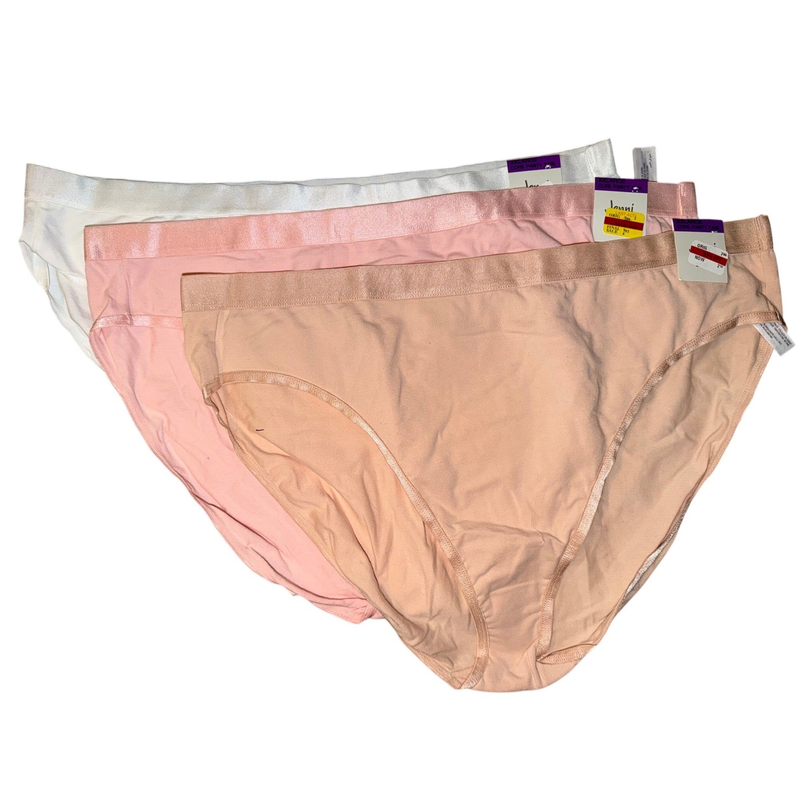 Jenni Intimates Womens Panties Chai Peach White, Lot of 3, Size XXL, NWT
