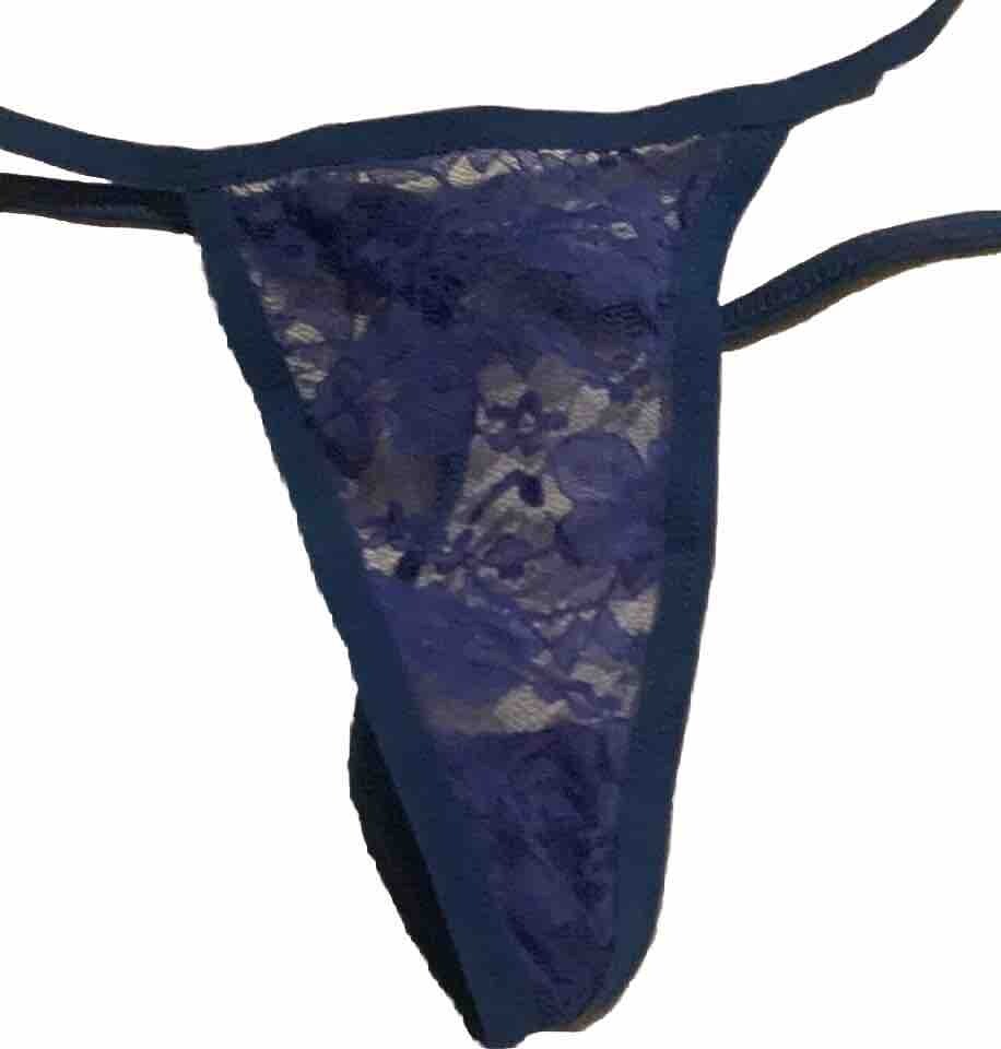 Chuns Women’s Fashion Underwear Lace Blue Thong/G-String – Size OS