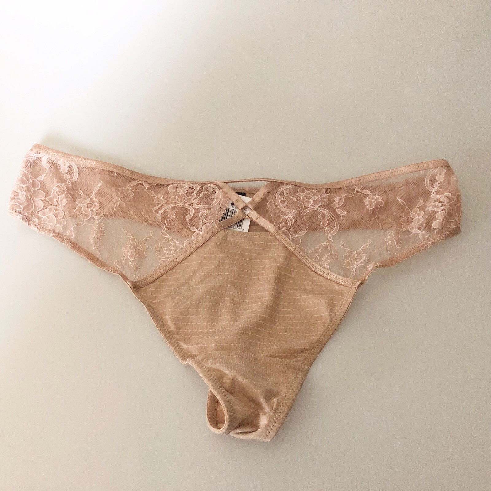 Ashley Graham Criss Cross Keyhole Thong Capuccino 1X