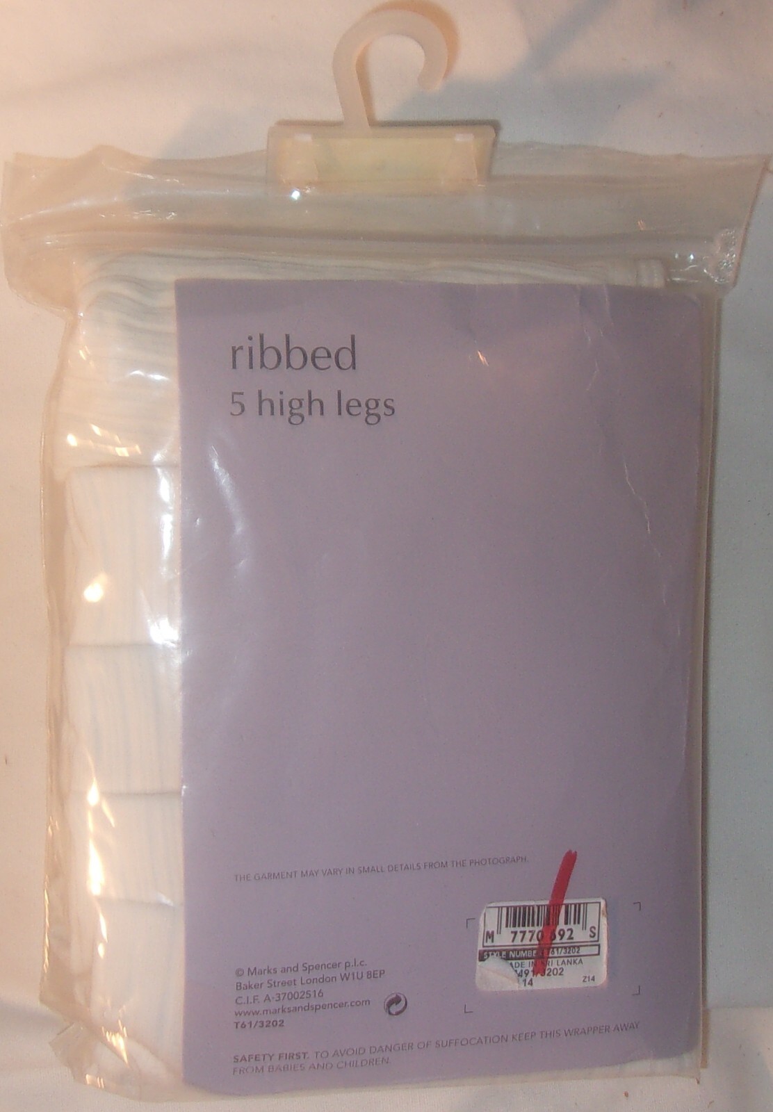 M & S HIGH LEGS RIBBED PANTIES KNICKERS 5 PACK WHITE COTTON & LYCRA NEW OPENED
