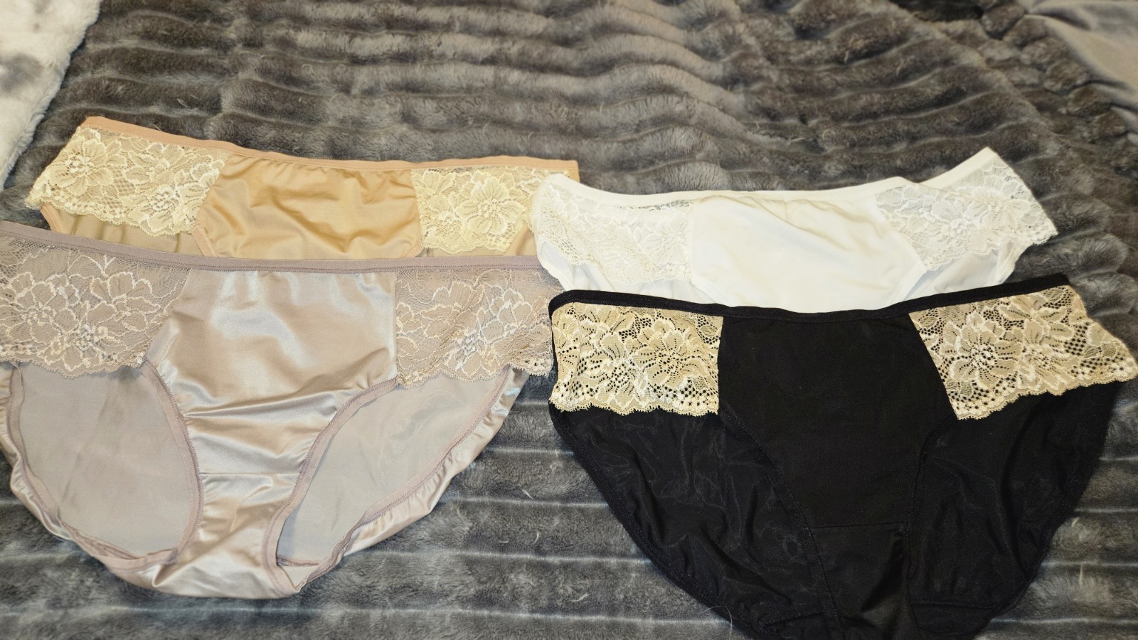 Bali Hipster Panties 4 Pair 8XL No Gusset Shiny Spandex Nylon Lace