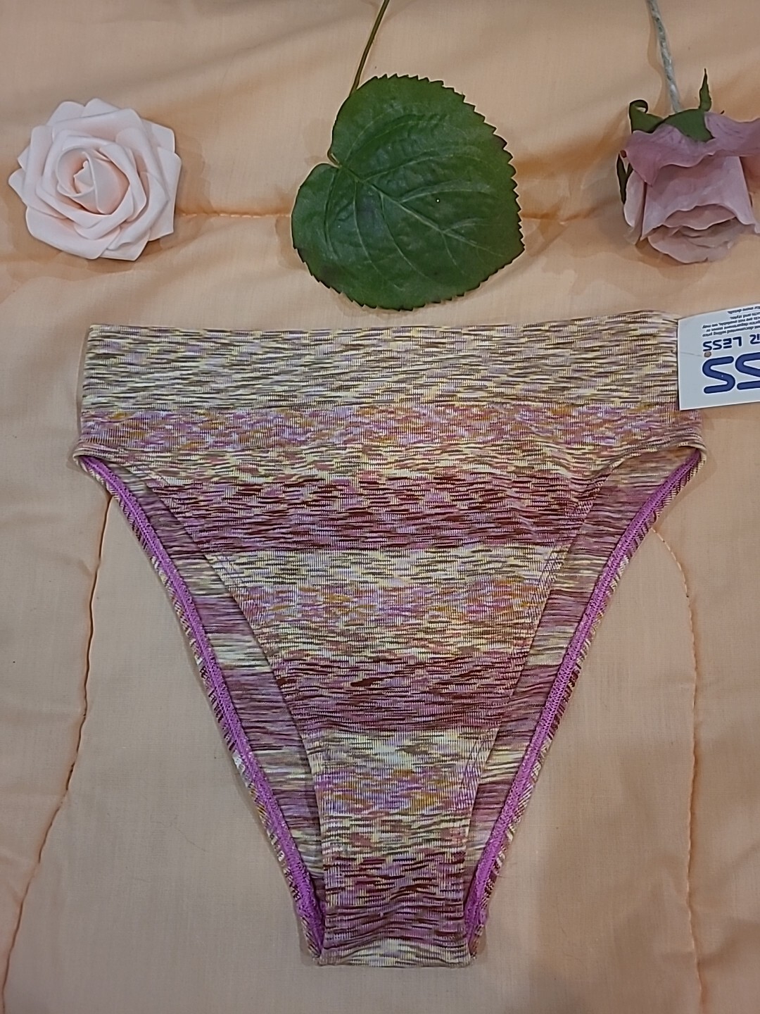 AERIE Colorful High Cut Media Mix Bikini S/5 Pink /Ivory/ Red Panty nwt
