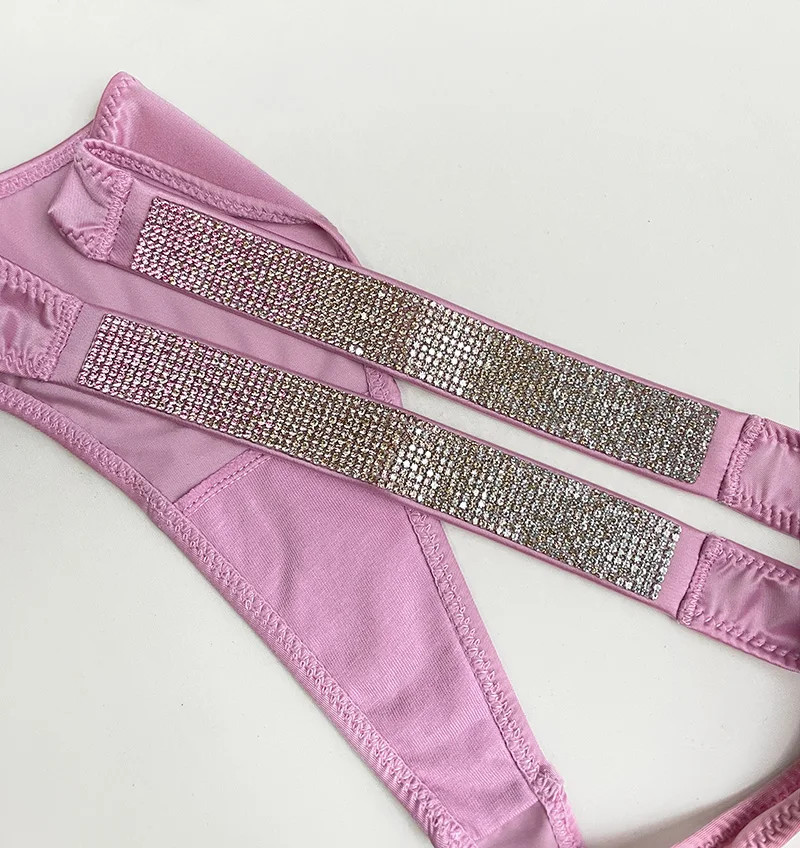 Letter Sexy Panties Women Thongs Rhinestones Diamonds G-string Sports Thong Low