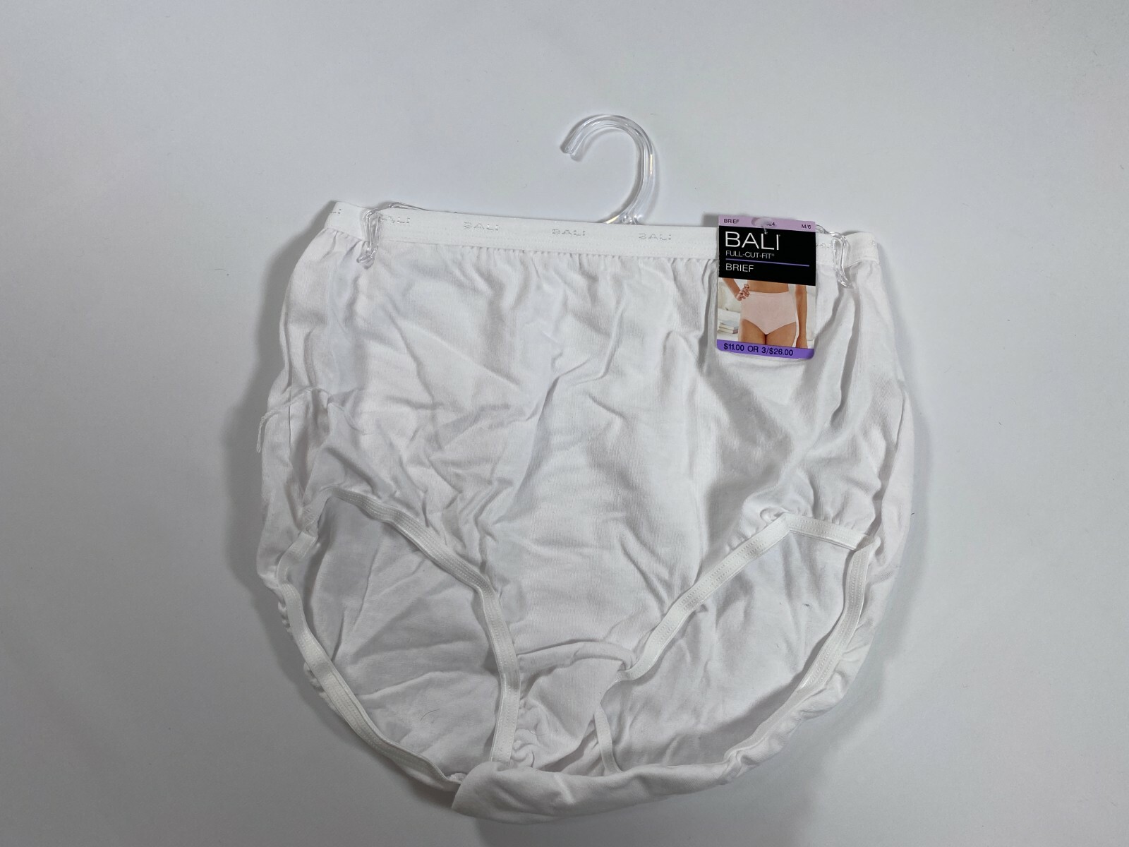 Womens Bali White Full Cut Fit Brief NEW! NWT