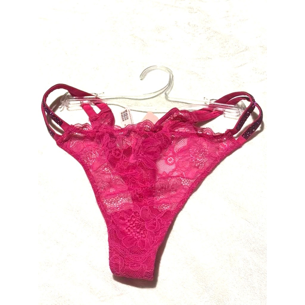 WT Sexy Red Floral Lace Strappy Cheeky Panties – Size L