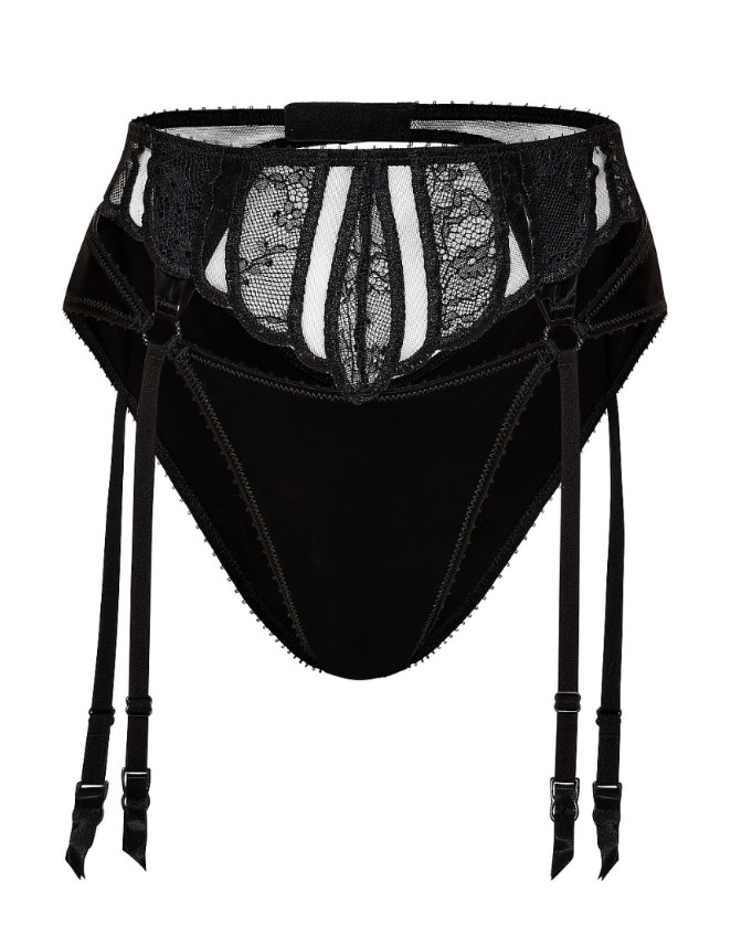 VICTORIAS SECRET VERY SEXY GARTER HIGH WAIST CUTOUT CHEEKY PANTY LACE L (GH335)
