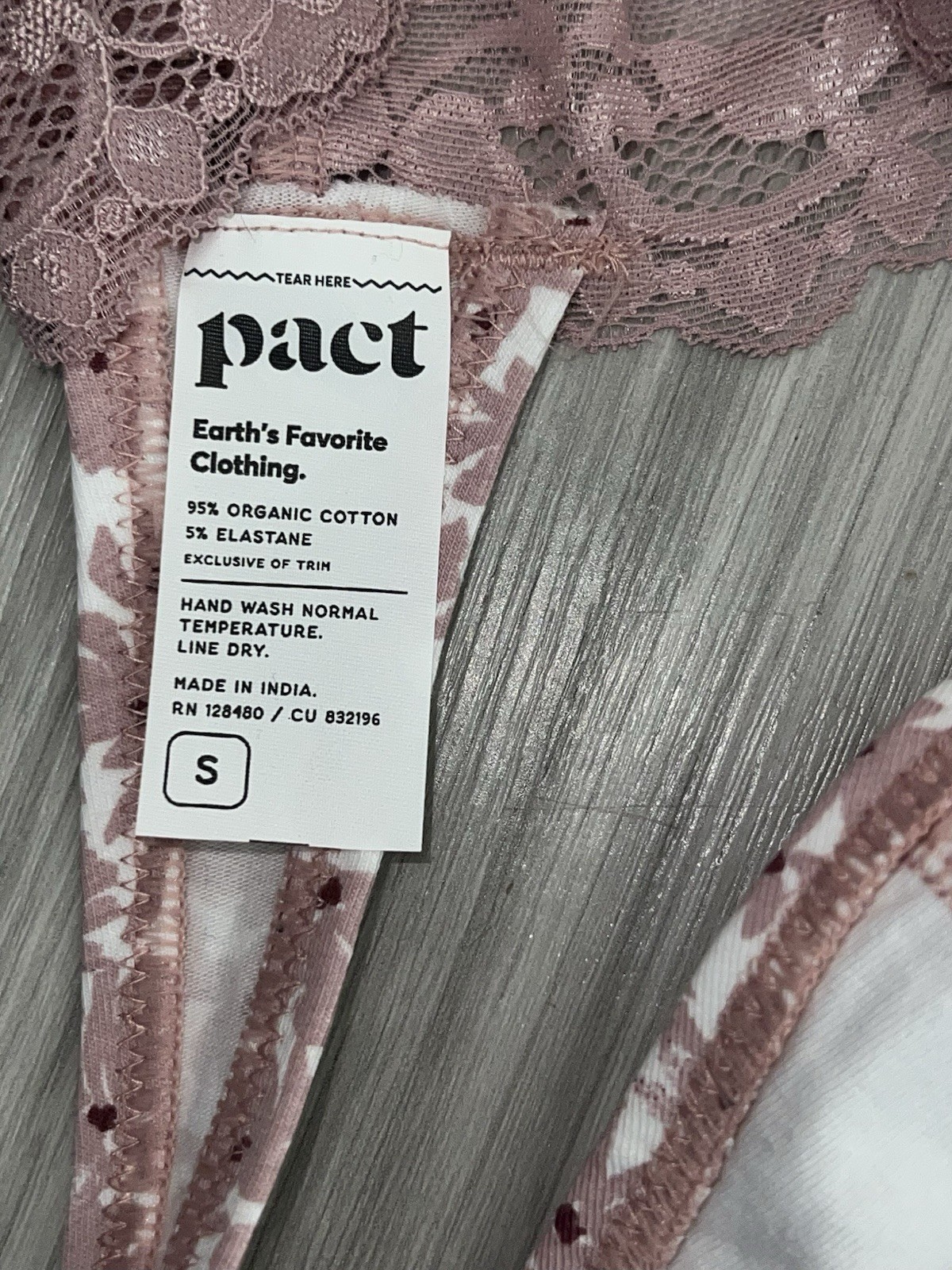NEW PACT Organic Lace Waist Thong 3-Pack, Lace Lilies, Sz S