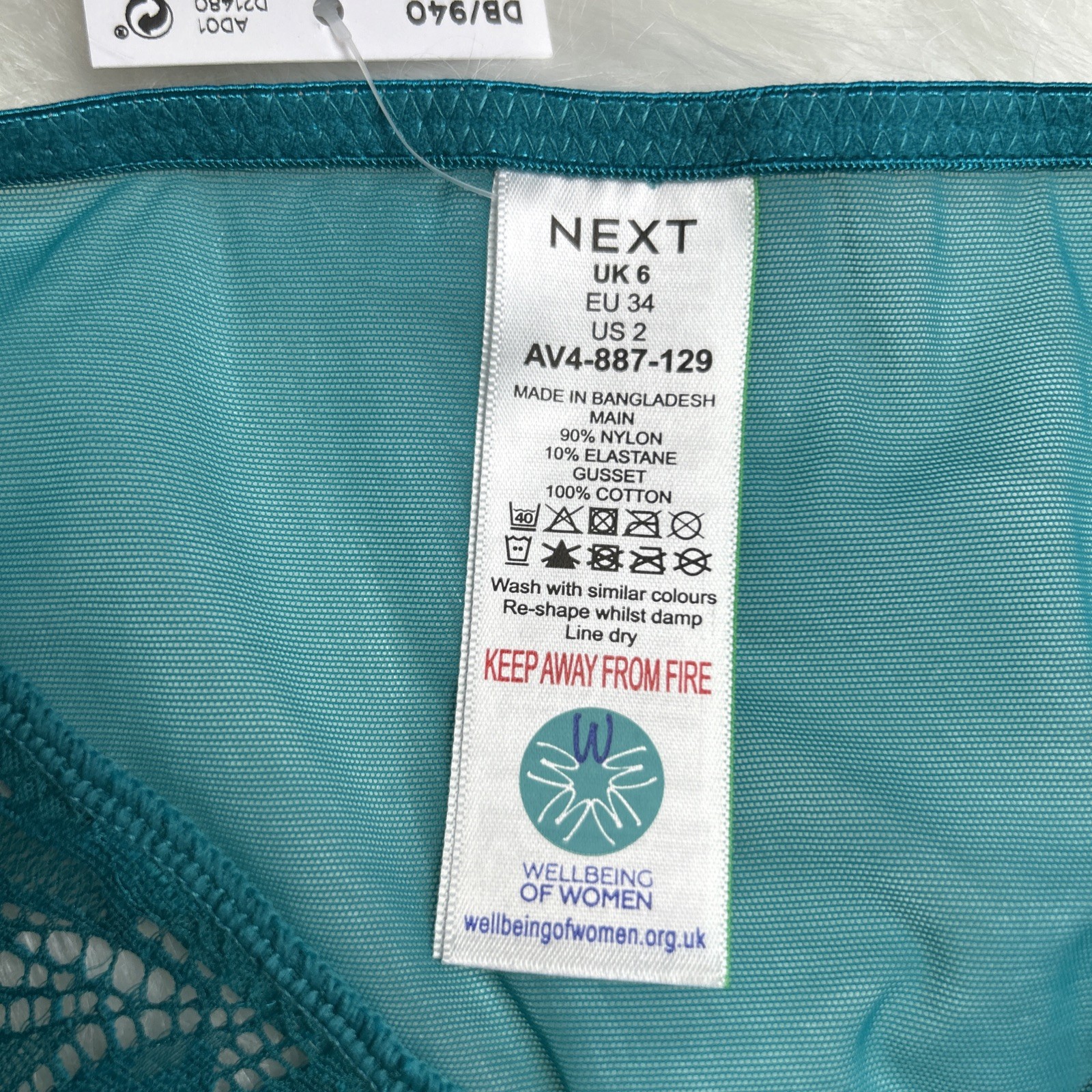 NEXT SET – HIGH LEG LACE KNICKERS – 2 PCS – UK6 – GREEN/ BLUE