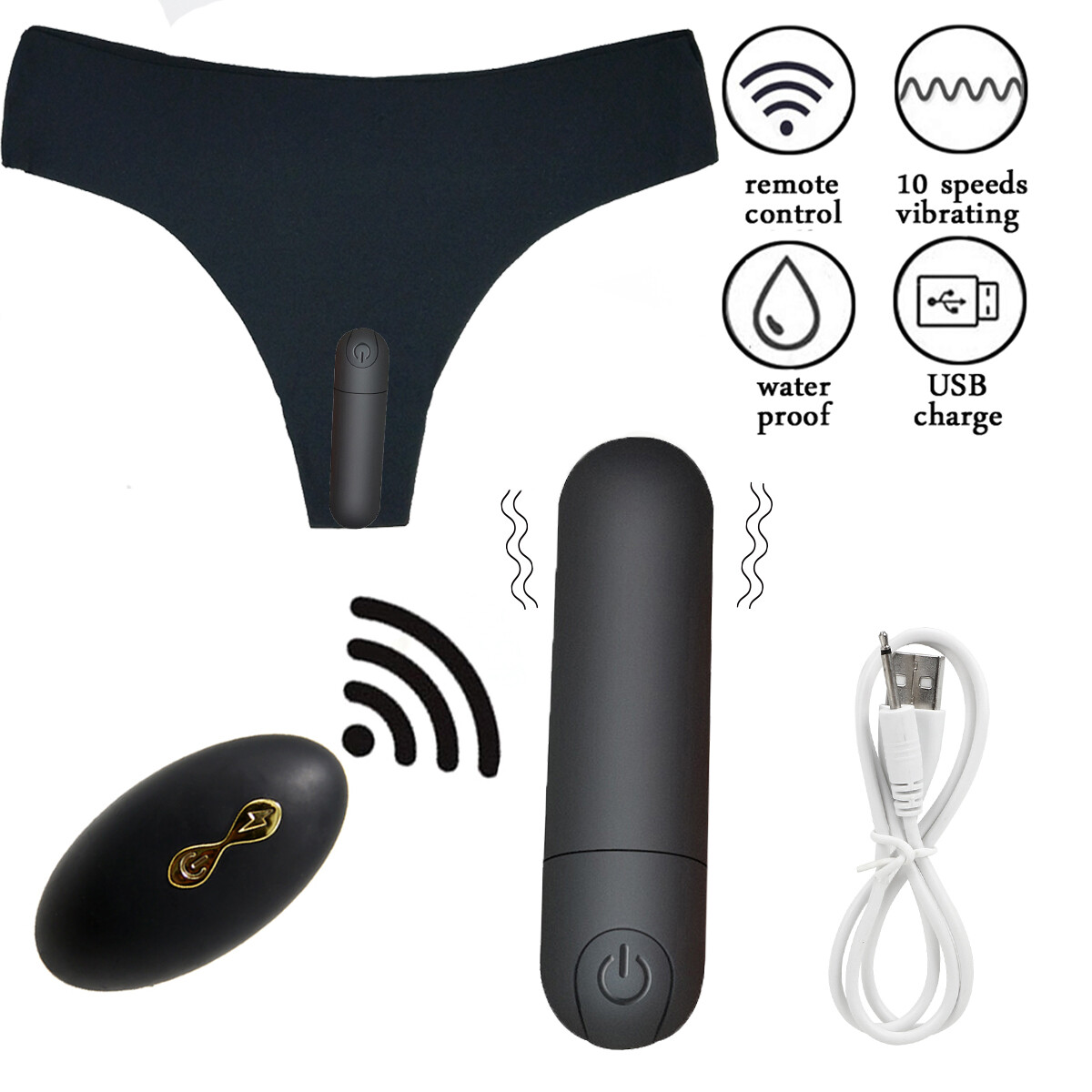 2PCS Wireless Remote Control Vibrating Panties Sexy Lace Rechargeable Women Gift