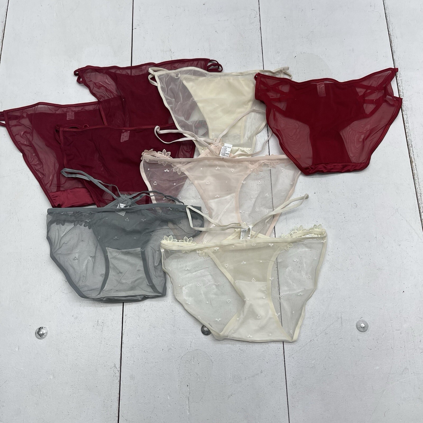 8 Pack Multicolored Satin Mesh Appliqué Bikini Underwear Women’s China Size L
