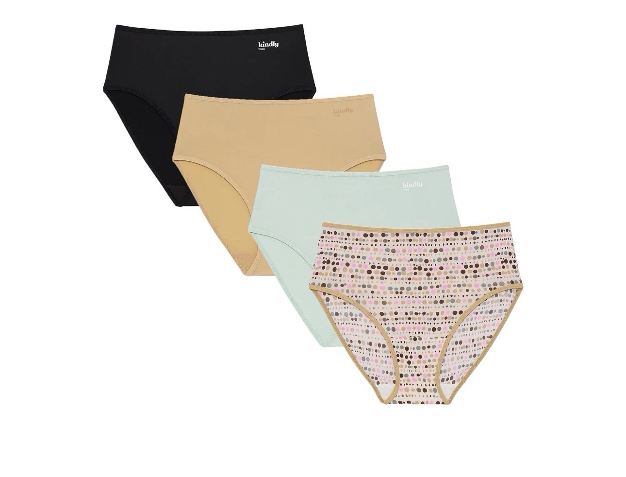 Kindly Yours So Comfy Brief Underwear 4-Pack 3XL (22)Dot Stripe,Surf,Nude,Black