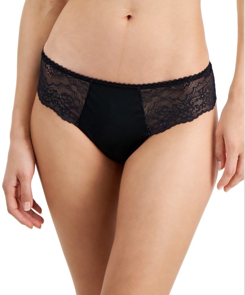 I.n.c. International Concepts Women’s Satin Micro Thong Underwear Deep Black L