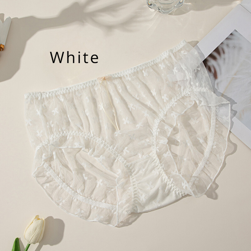 Plus Size Women Lace Mesh Ruffle Brief Stretchy Thin Panties Underwear Lingerie