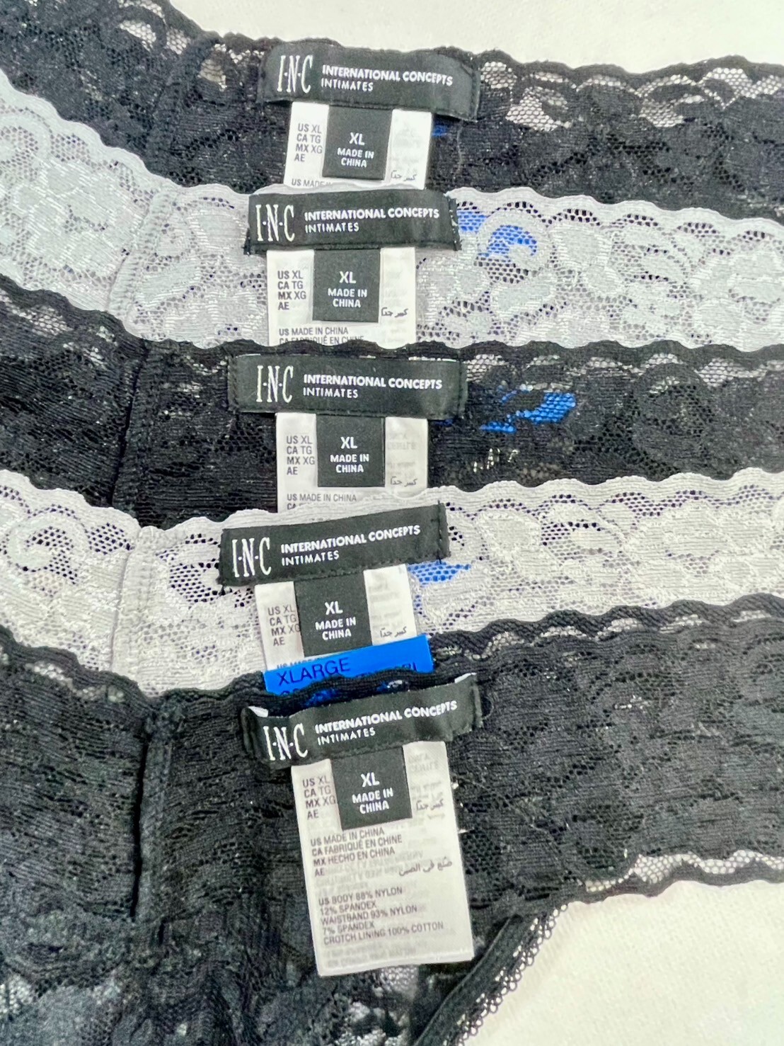 NWT 5-Pack INC International Concepts Women’s XL Lace Thong Underwear Assorted