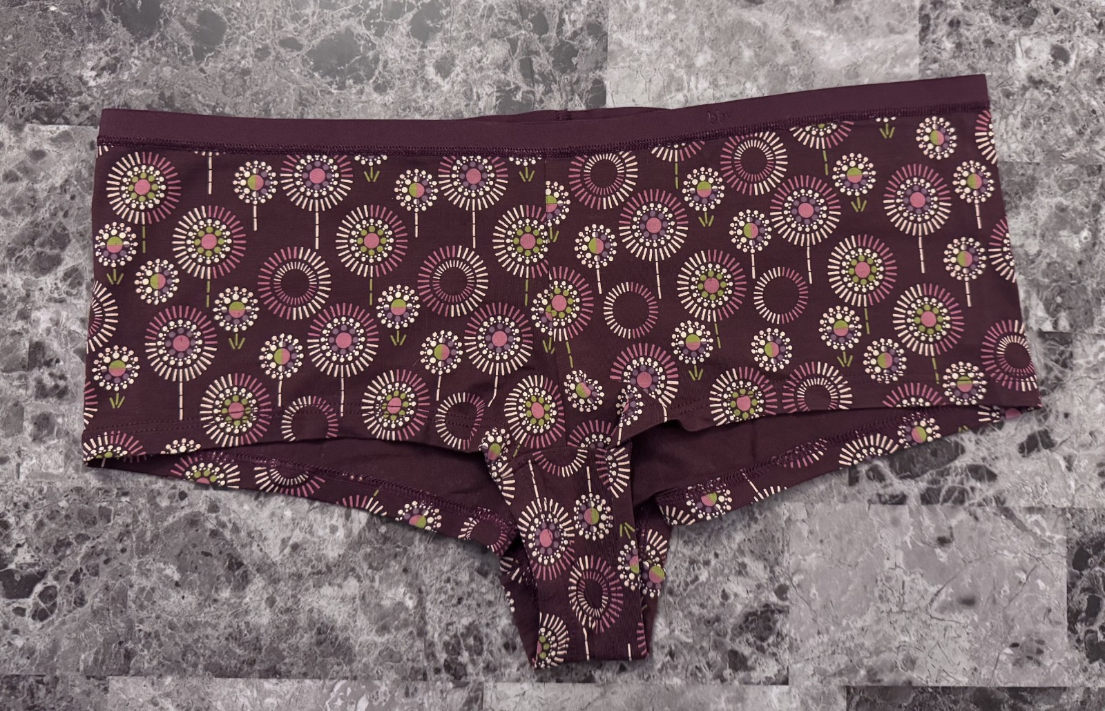 BODY BY VICTORIA’S SECRET XL BURGUNDY GEOMETRIC VINTAGE RARE BOYSHORT PANTIES