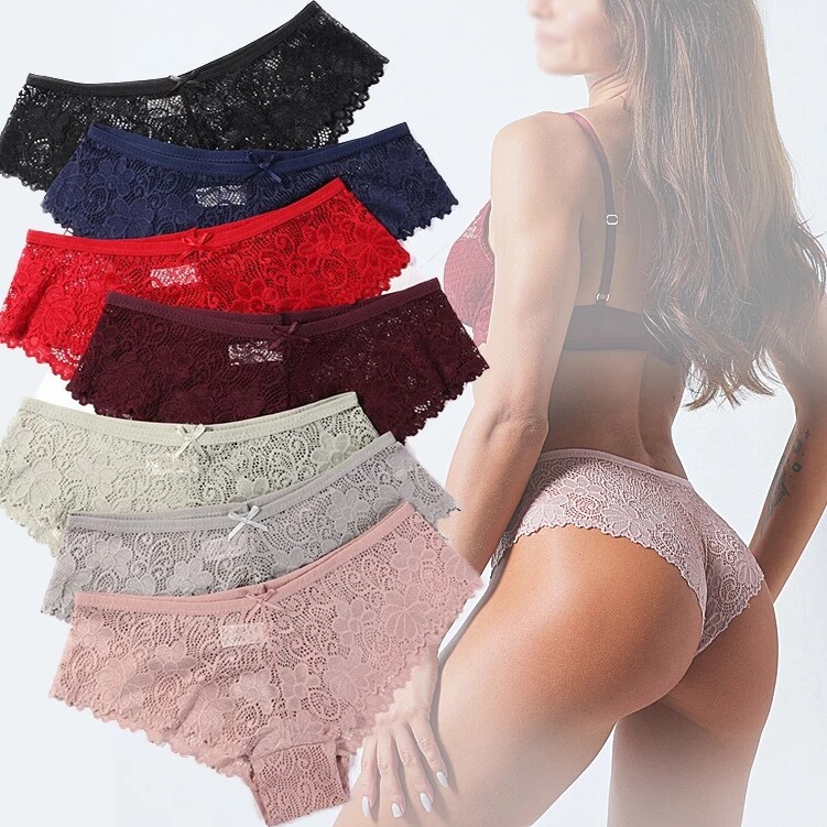 6 Pack Lot Women Sexy Lace Floral Brief Pantie Thong G-string Lingerie Underwear