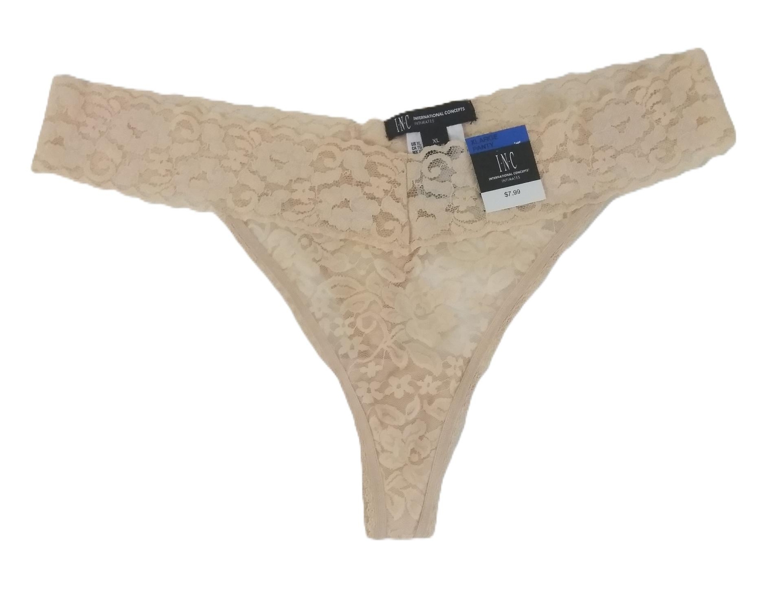 Inc International Concepts Womens Lace Thong XL 4 Pairs Blue Black Beige Gray