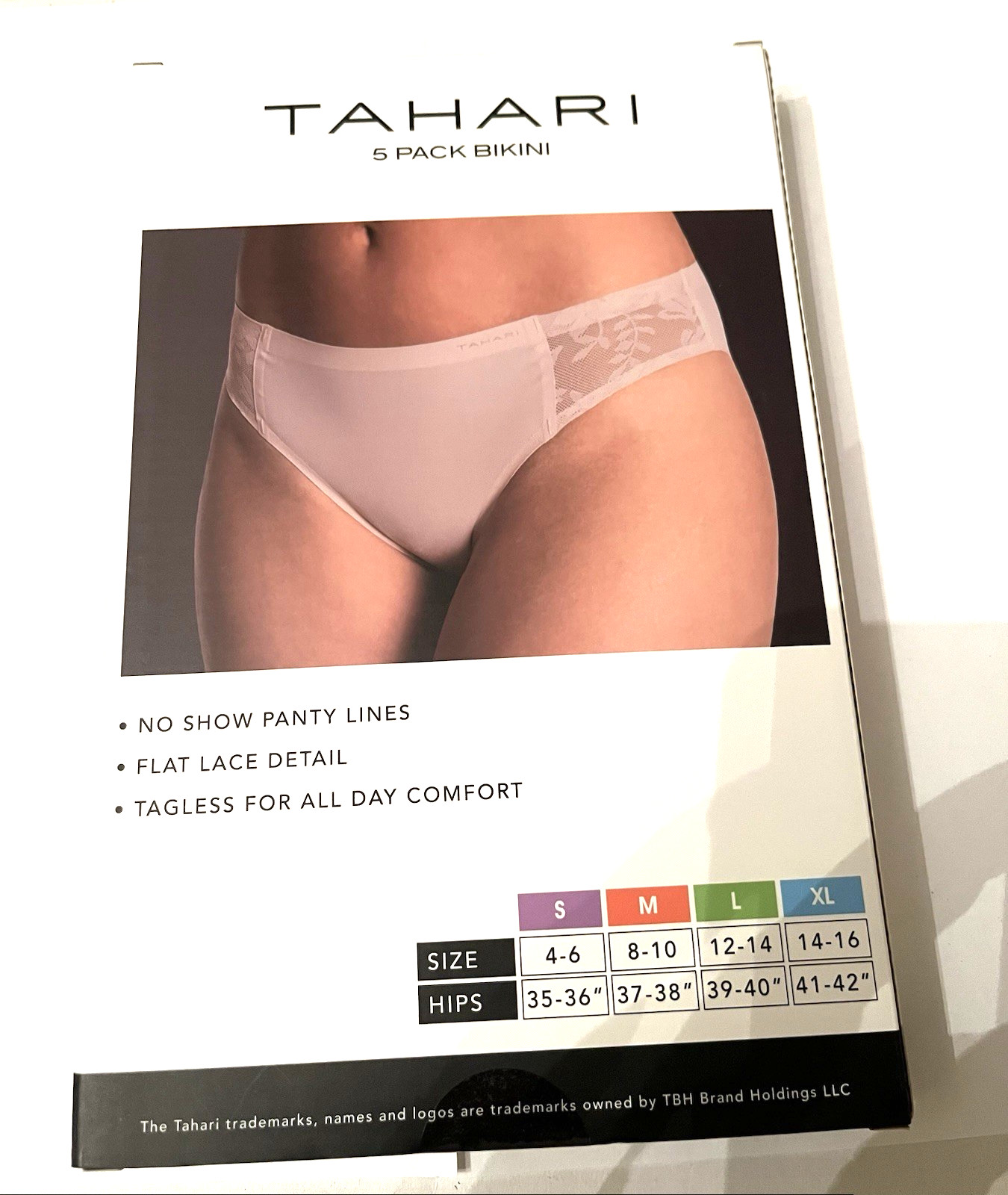 TAHARI Women’s BIKINI Underwear Panties 5-Pair Flat Lace Detail Size Medium NWt