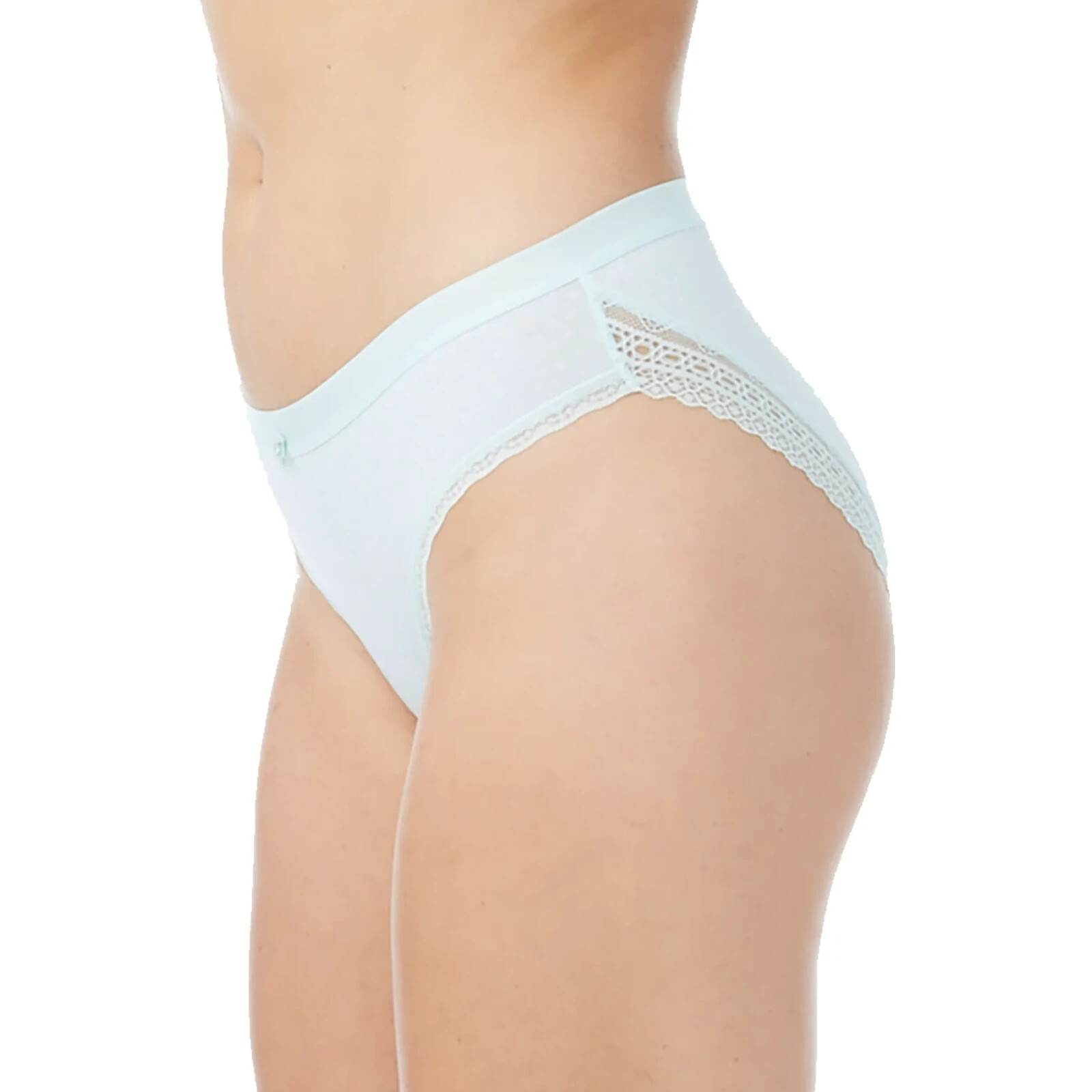 No Boundaries Women’s Cotton Bikini Panty W Lace 3XL Light Green White Dots