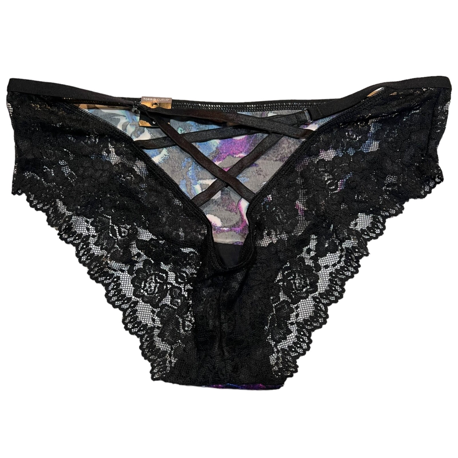 NWT TORRID Hipster Pantie Sz 0X-1X-2X-3X-4X Black Lace Back Silky Purple Blue