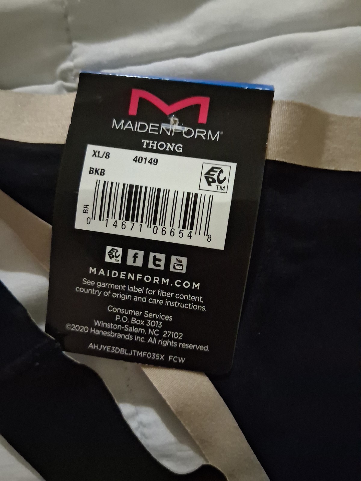 Maidenform Women’s Thong Panties Comfort Devotion Black XL/8 Solid 40149