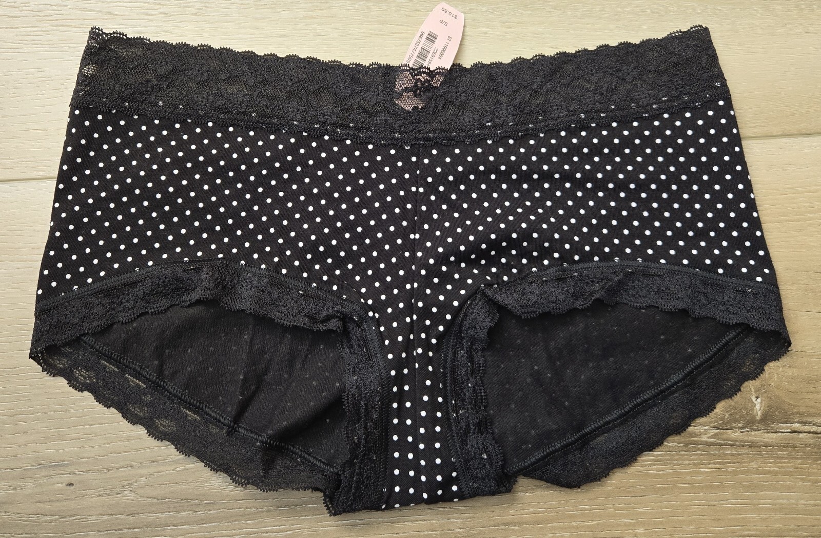 NWT Vintage Victoria’s Secret Polka-Dot Cotton Lace Shortie Minishort Panties S