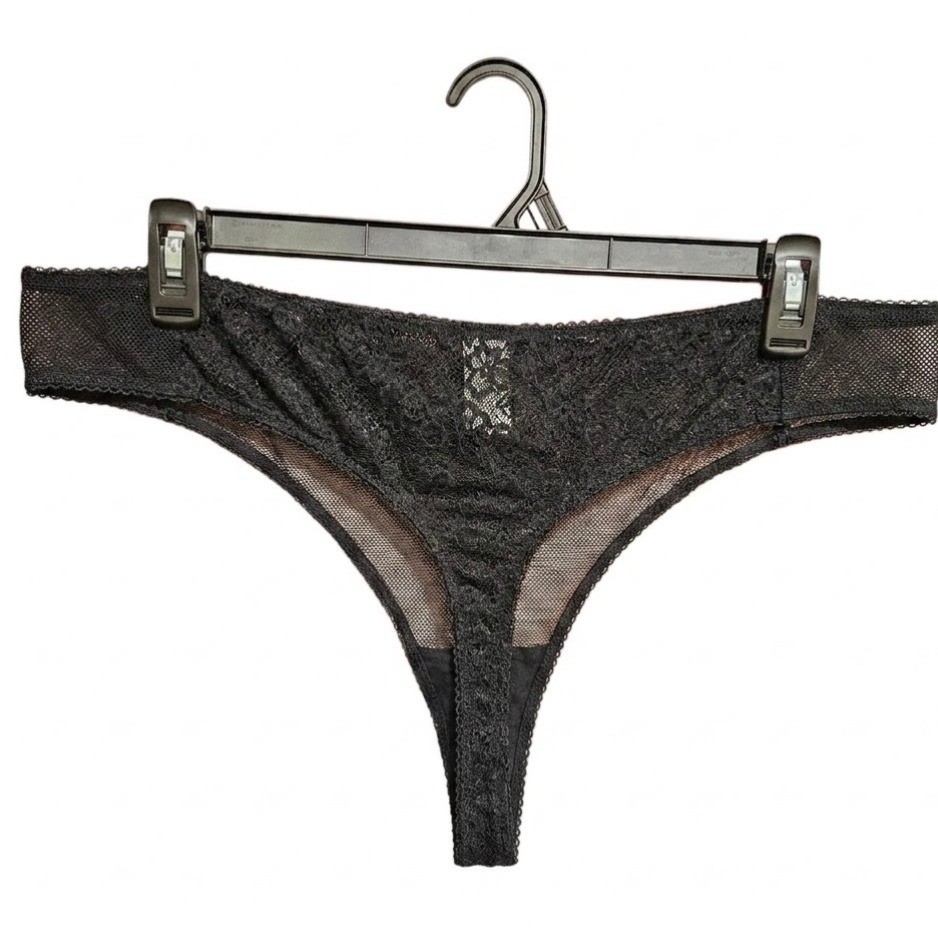 Parade Lace Thong Underwear Panties 2 Pack 2XL Black Neon Pink Floral Sheer Mesh