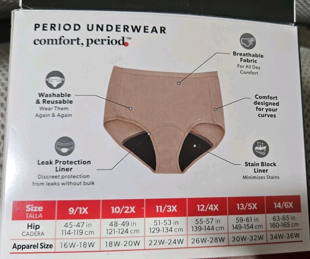 Hanes Period Underwear Size 13/5 X – Package of 2