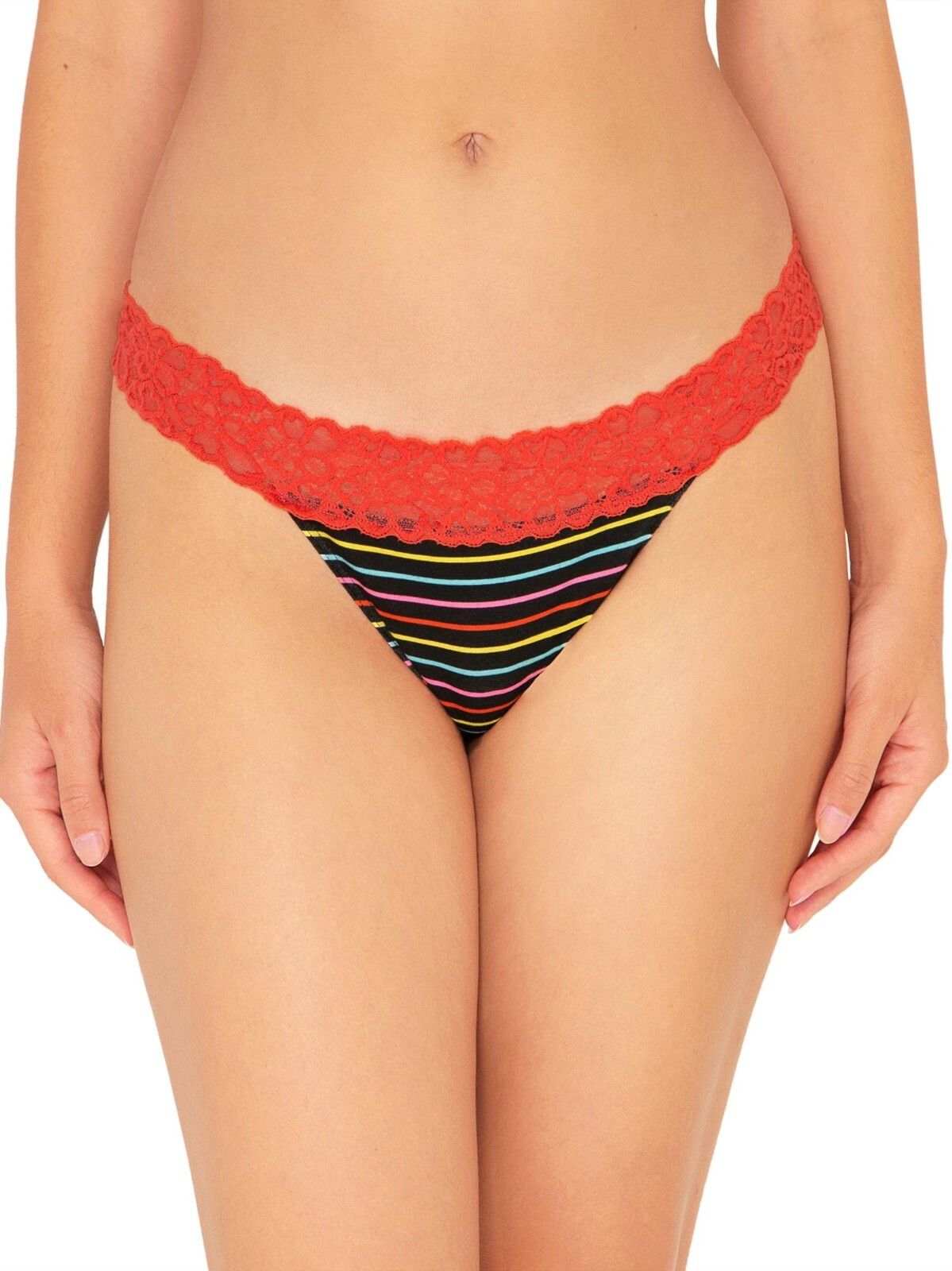 No Boundaries Women’s Cotton Thongs Black Strawberry Stripe Size X-LARGE (8)