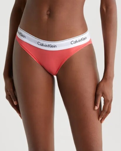 NWT Calvin Klein F3787 “Modern” Logo Cotton Bikini, Pink Lilac (650), L