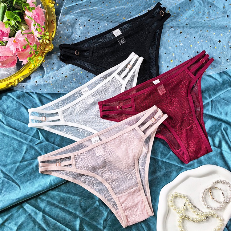 4 Pack Lot Sexy Womens Lace See Through Panties Briefs Underwear Lingeries Sissy