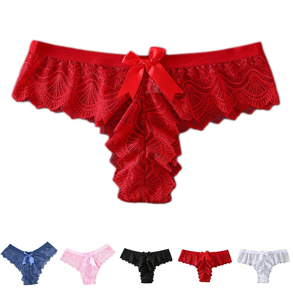 Womens Thong Lace Panties with Thin Straps Low Waist Briefs for All Seasons