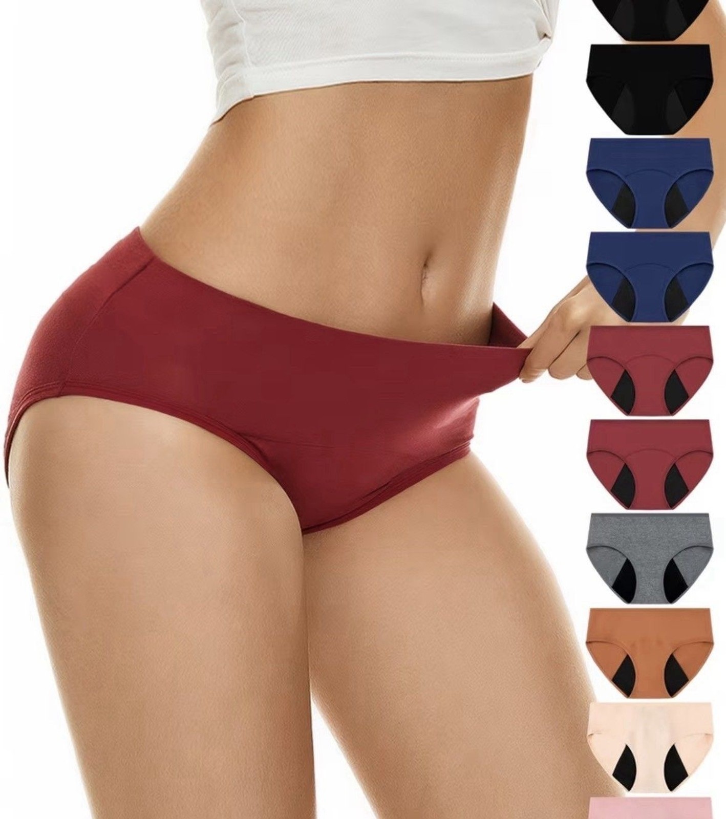 9Pc Women Leakproof Period Panties Menstrual Underwear Moisture Absorbent