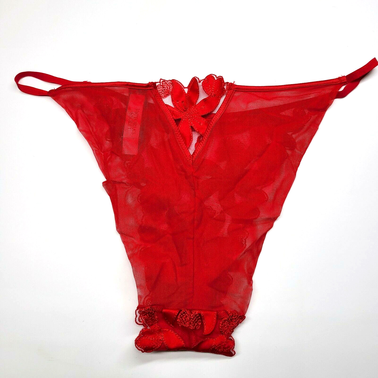 Victoria’s Secret LUXE LINGERIE Floral Embroidery Brazilian Panty XL Red