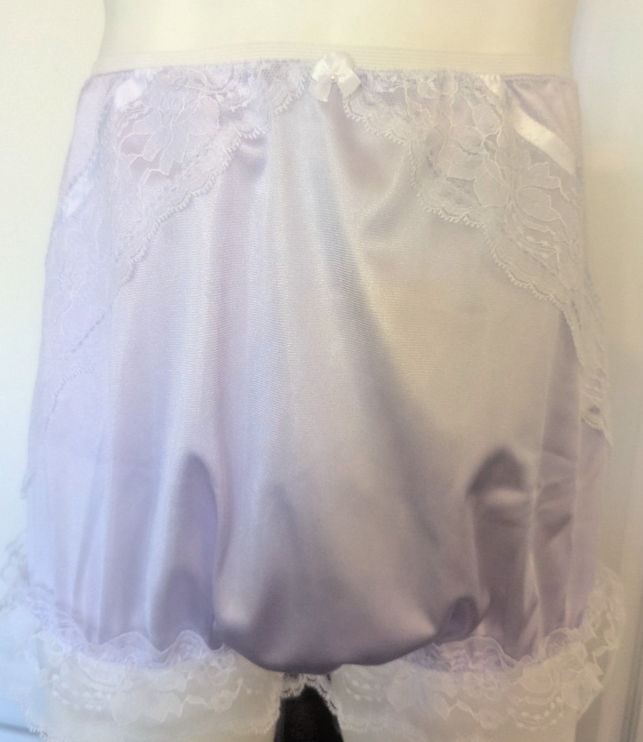 ORCHID Nylon Tricot LACY Bubble Bloomer & SISSY PANTY 2 LAYER 27-42 Waist