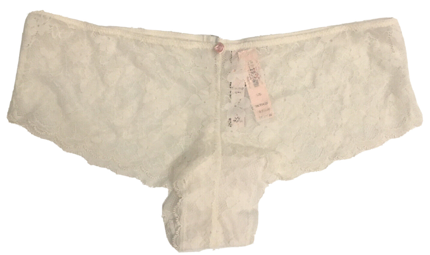Victorias Secret Dream Angels Cheeky Panties Size L Coconut White Lace Keyhole
