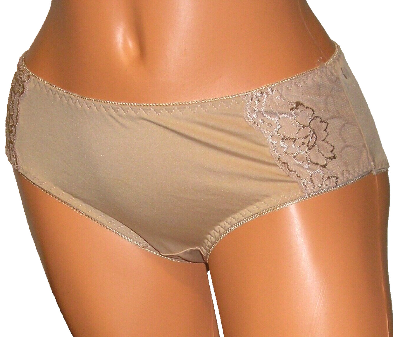 Panties Lingerie Jezebel Lace Accent Sides Beige Hipster Large Adult Gift