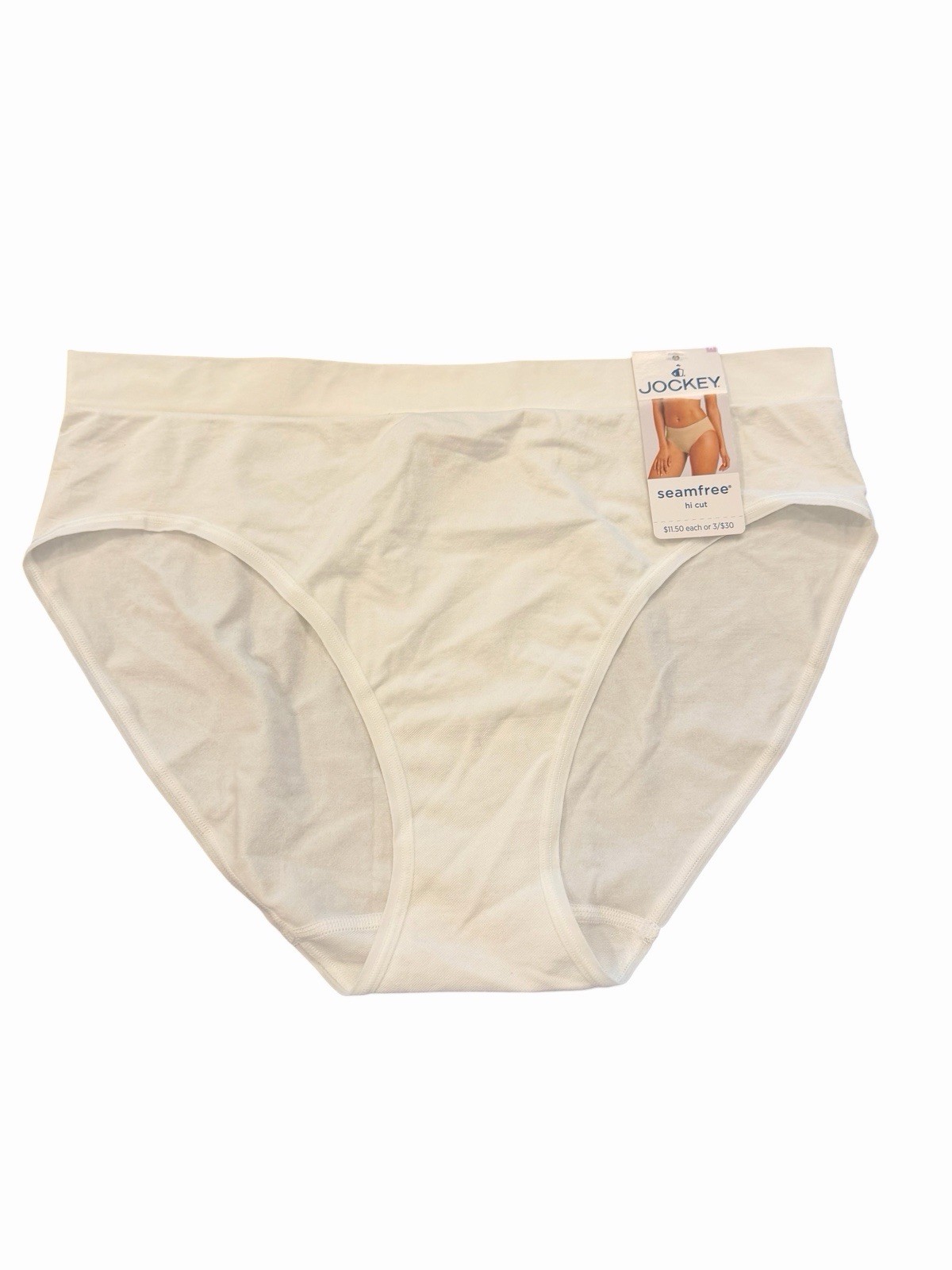Jockey Women Seamfree Hi Cut Brief Size Medium Underwear NEW 1 Pk White Stretch