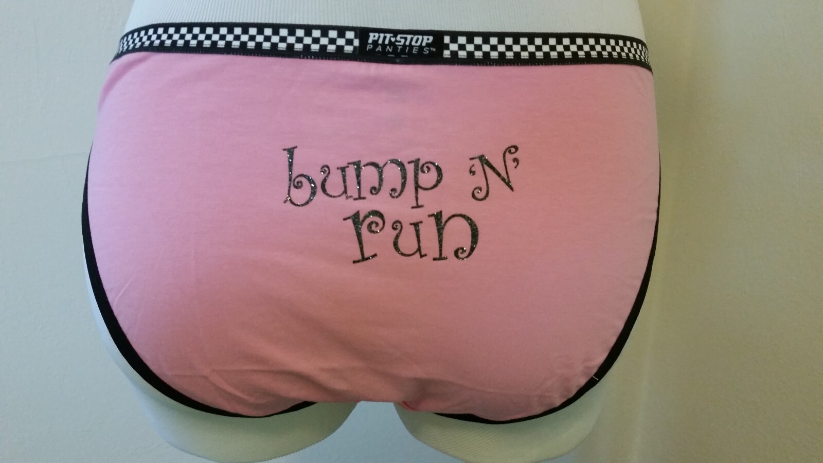 Pit Stop Panties Bikini Women’s Large Bump N Run Racing Themed Sparkle Pink New