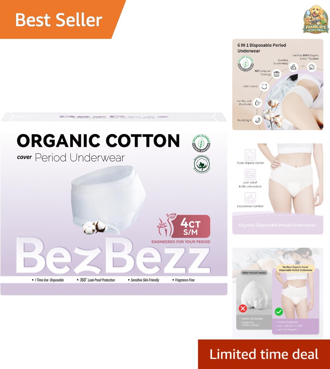 Organic Disposable Period Underwear for Women S/M, Postpartum Panties, Heavy …