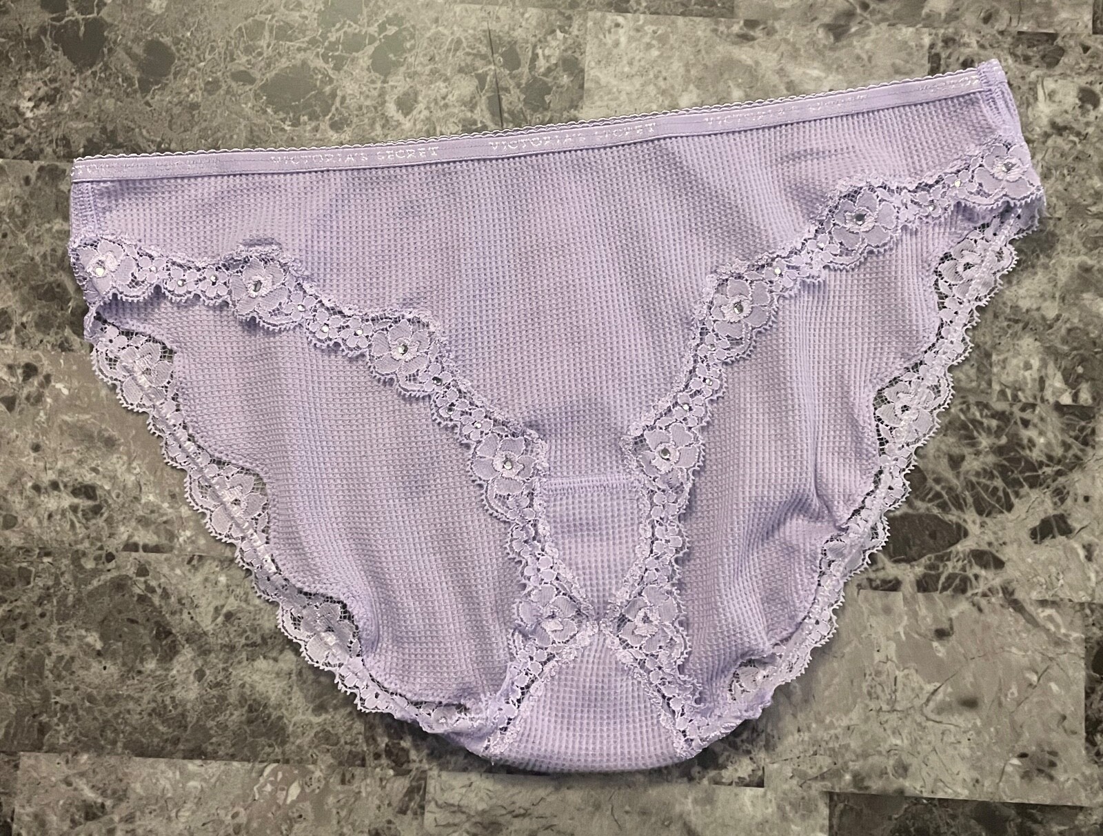 NWT VICTORIA’S SECRET L PURPLE THERMAL 100% COTTON VINTAGE RARE BIKINI PANTIES