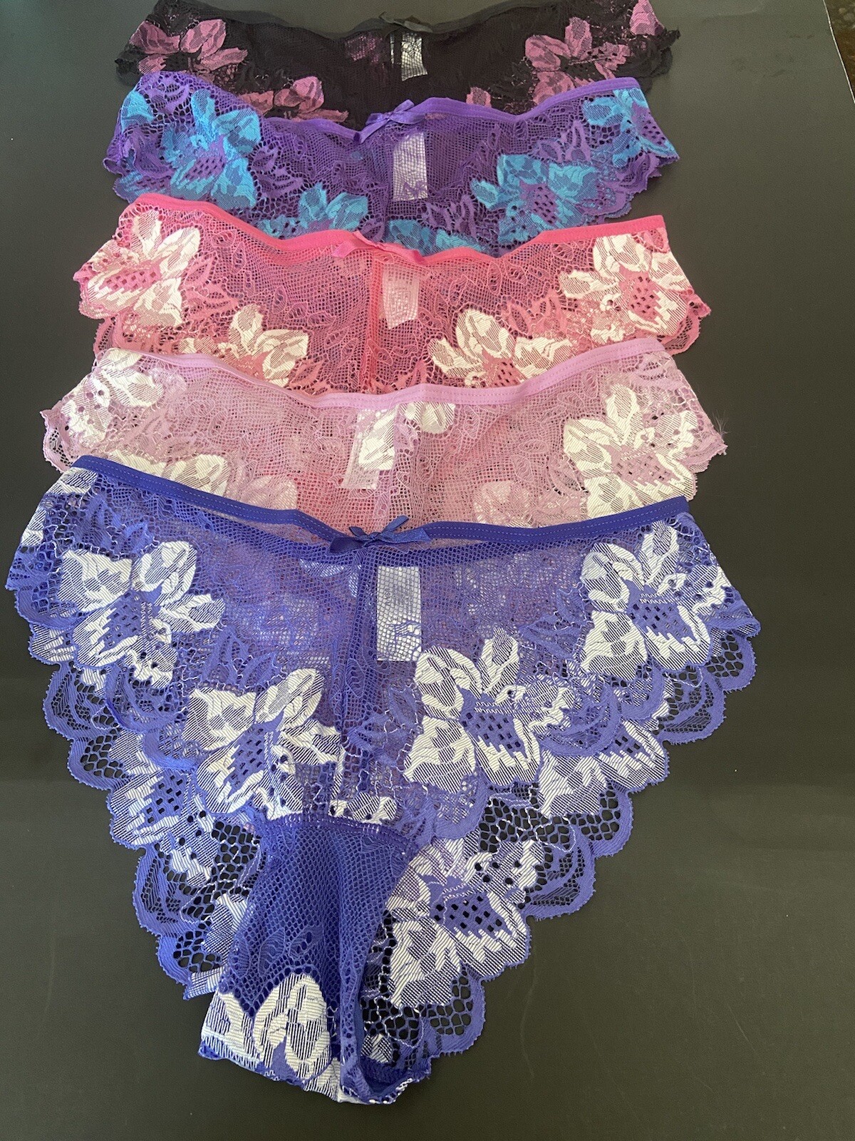 NEW! 5 PAIRS ASSORTED COLOR 2 TONE LACE BIKINIS / EXTRA LARGE