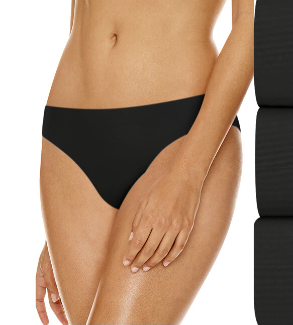 CHAMPION Free Cut 3 Pack Black Cheeky Bikini Panty Underwear NEW Womens L 7