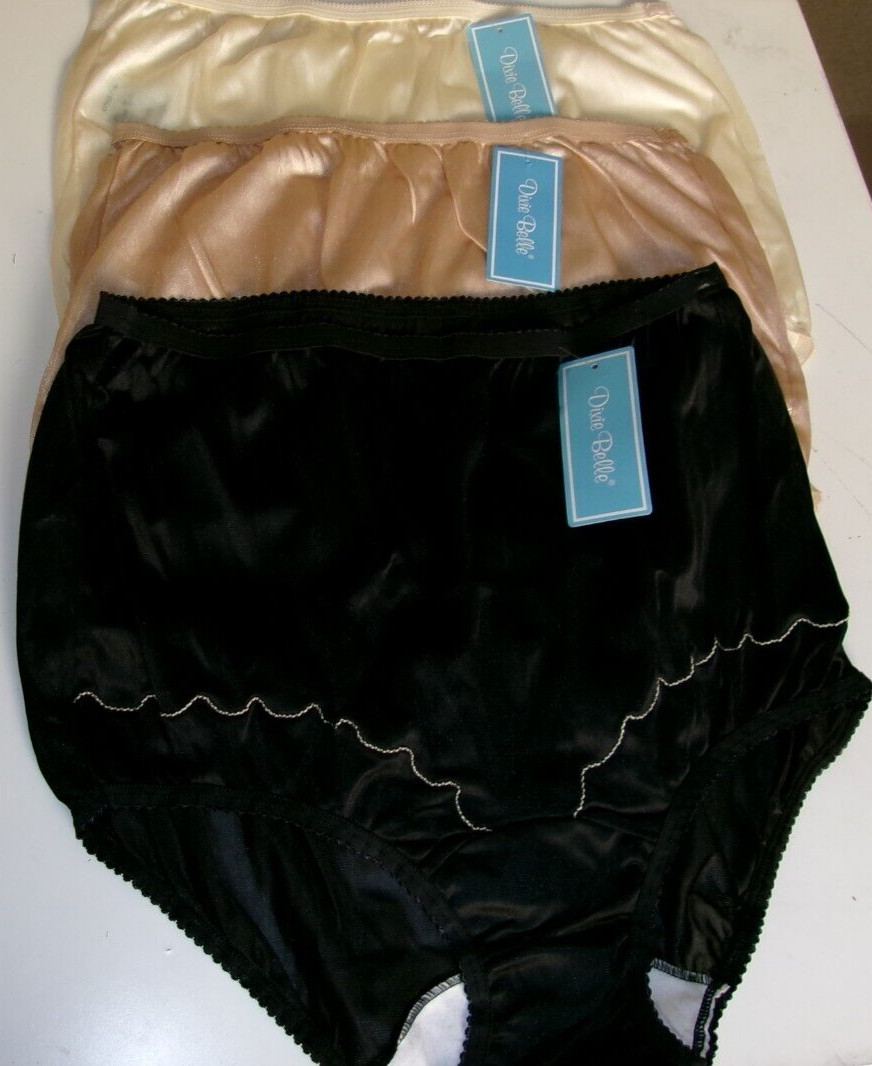3 Dixie Belle by Velrose Full cut Briefs Style 719 Nude Black and Beige Size 7